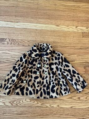 babyGap Toddler Leopard Print Coat Size 3T Tan Black Gold Button Dress Coat
